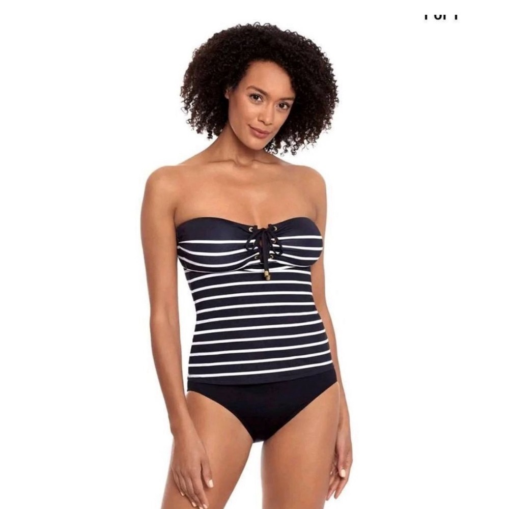 Lauren Ralph Lauren black & white striped tankini top